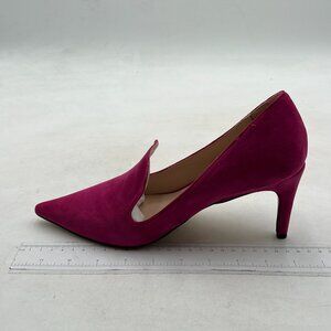 YDN Hot PInk Stilettos Heels Slip on Loafer Pumps Pointy Toe Slide Suede Shoes